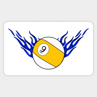 9 Ball with Blue Flames Magnet